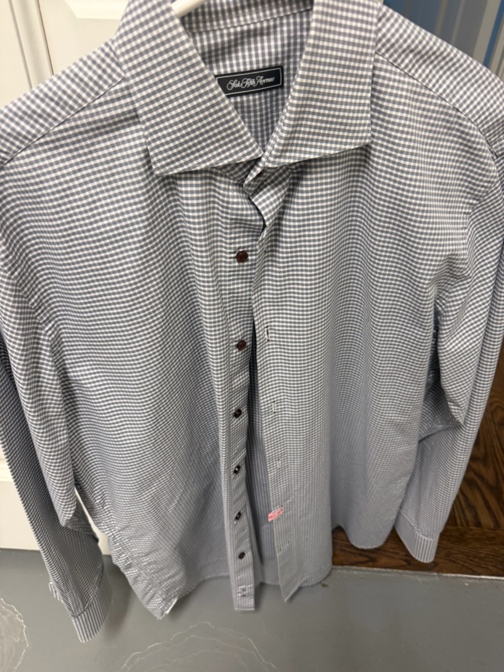 Saks Fifth Avenue Men's Gray Micro-Check Dress Shirt
